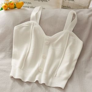 Lemongrass Heart Button Knit Croptop